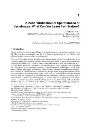 Kinetic Vitrification of Spermatozoa of Vertebrates: What Can We Learn from Nature?