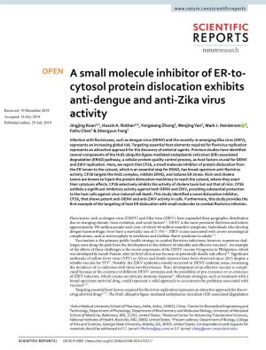 A Small Molecule Inhibitor of ER-To-Cytosol Protein Dislocation