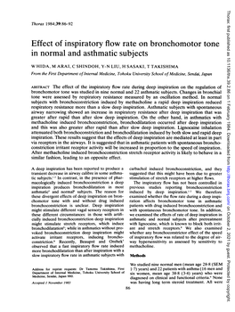 Effect of Inspiratory Flow Rate on Bronchomotor Tone in Normal and Asthmatic Subjects