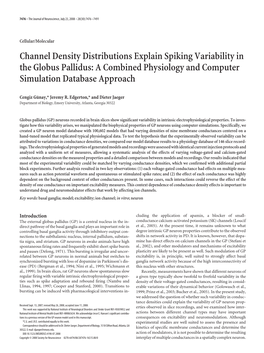 Channel Density Distributions Explain Spiking Variability in the Globus Pallidus: a Combined Physiology and Computer Simulation Database Approach