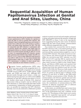 Sequential Acquisition of Human Papillomavirus Infection at Genital