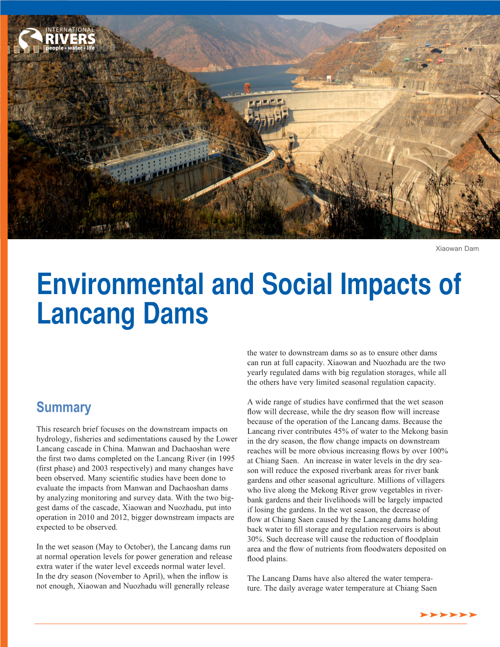 Environmental and Social Impacts of Lancang Dams