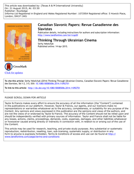 Canadian Slavonic Papers: Revue Canadienne Des Slavistes Thinking