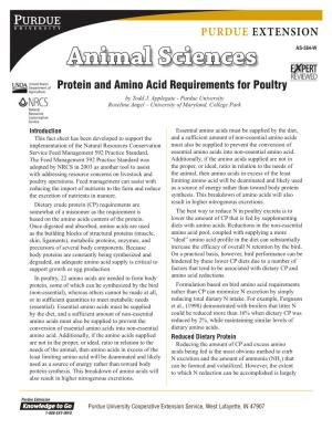 Protein and Amino Acid Requirements for Poultry by Todd J