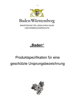 „Baden“ Produktspezifikation Für Eine Geschützte Ursprungsbezeichnung