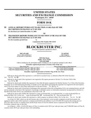 BLOCKBUSTER INC. (Exact Name of Registrant As Specified in Its Charter)