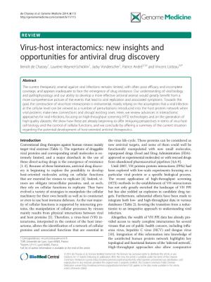 Virus-Host Interactomics: New Insights and Opportunities for Antiviral Drug Discovery