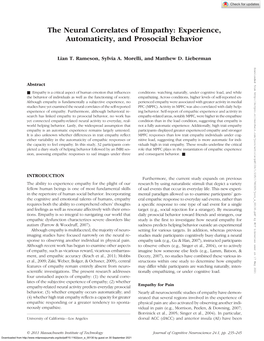 The Neural Correlates of Empathy: Experience, Automaticity, and Prosocial Behavior