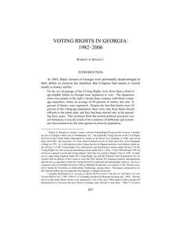 Voting Rights in Georgia: 1982–2006
