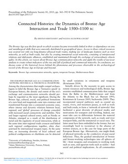 Connected Histories: the Dynamics of Bronze Age Interaction and Trade 1500–1100 BC