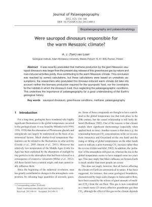 Were Sauropod Dinosaurs Responsible for the Warm Mesozoic Climate?
