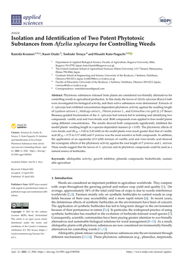 Isolation and Identification of Two Potent Phytotoxic Substances from Afzelia Xylocarpa for Controlling Weeds