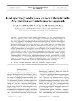 Feeding Ecology of Deep-Sea Seastars (Echinodermata: Asteroidea): a Fatty-Acid Biomarker Approach