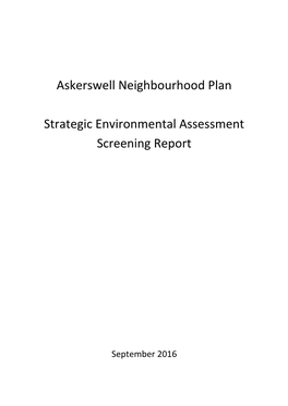 Askerswell Neighbourhood Plan Strategic