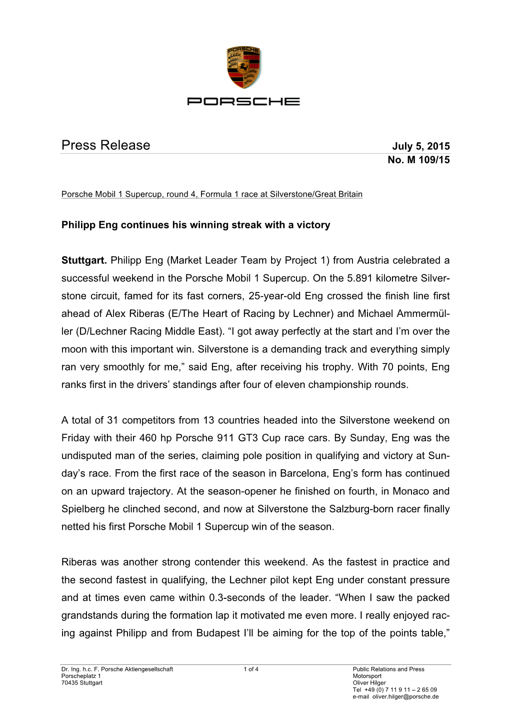 Press Release July 5, 2015 No