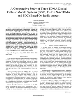 (GSM, IS-136 NA-TDMA and PDC) Based on Radio Aspect