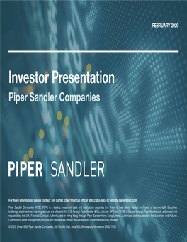 Investor Presentation Piper Sandler Companies