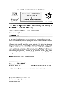 The Impact of Pushed Output on Accuracy and Fluency Of