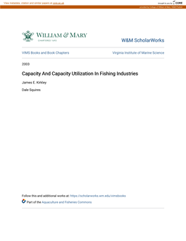 Capacity and Capacity Utilization in Fishing Industries