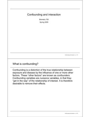 Confounding and Interaction What Is Confounding?
