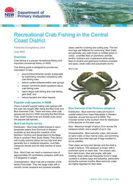 Recreational Crab Fishing in the Central Coast District