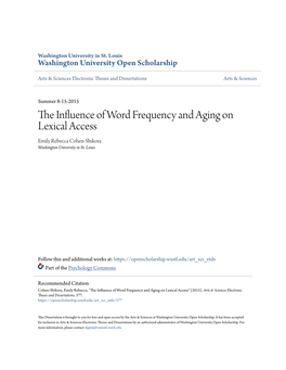The Influence of Word Frequency and Aging on Lexical Access