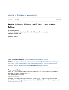 Review: Pollination, Pollinated and Pollinators Interaction in Pakistan