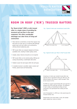 Room in Roof ('Rir') Trussed Rafters