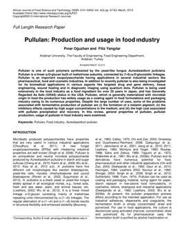 Pullulan: Production and Usage in Food Industry