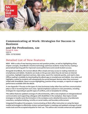 Communicating at Work: Strategies for Success in Business and the Professions, 12E Ronald B