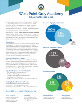 West Point Grey Academy School Profile 2017–2018