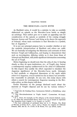 THE HERCULES-CACUS MYTH As Buchheit Notes, It Would Be a Mistake to Take So Carefully Elaborated an Episode As the Hercules-Cacu