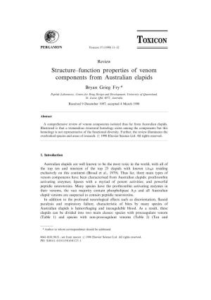Structure±Function Properties of Venom Components from Australian Elapids
