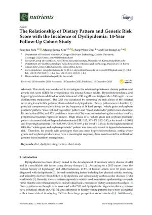 The Relationship of Dietary Pattern and Genetic Risk Score with the Incidence of Dyslipidemia: 14-Year Follow-Up Cohort Study