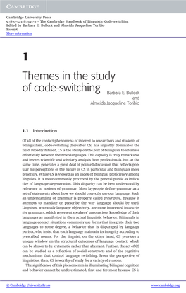 1 Themes in the Study of Code-Switching