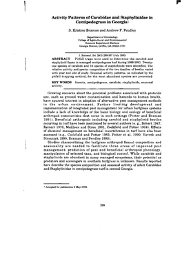 Activity Patterns of Carabidae and Staphylinidae in Centipedegrass In