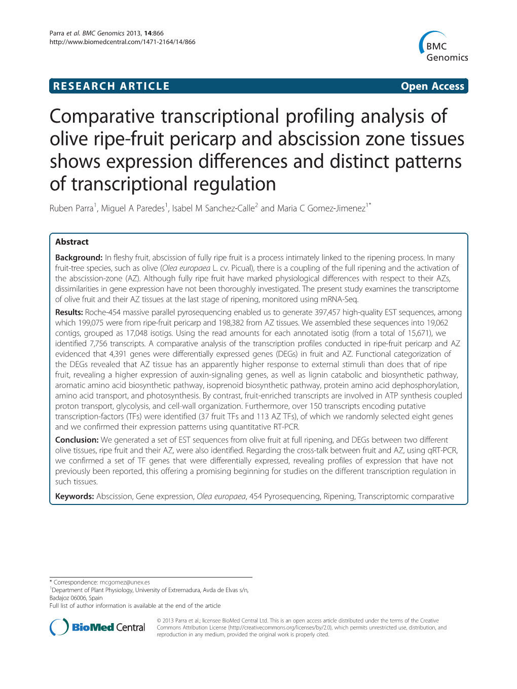 Comparative Transcriptional Profiling Analysis of Olive Ripe-Fruit Pericarp