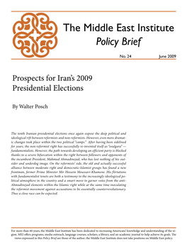Prospects for Iran's 2009 Presidential Elections
