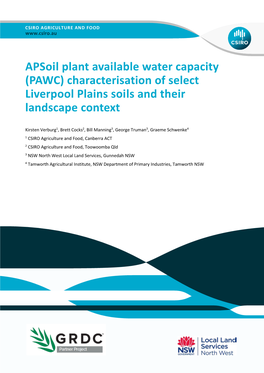(PAWC) Characterisation of Select Liverpool Plains Soils and Their Landscape Context