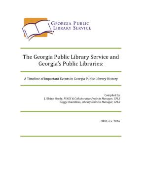 A Timeline of Important Events in Georgia Public Library History