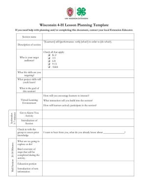 Wisconsin 4-H Lesson Planning Template