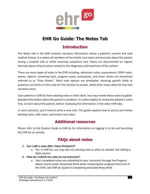 EHR Go Guide: the Notes Tab