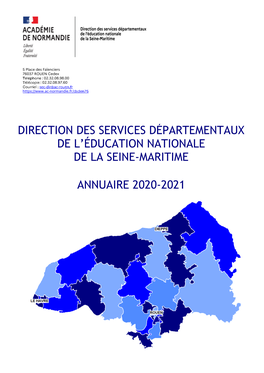 Direction Des Services Départementaux De L'éducation Nationale De La Seine-Maritime Annuaire 2020-2021