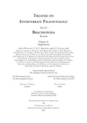 TREATISE on INVERTEBRATE Paleontology BRACHIOPODA