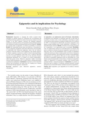 Epigenetics and Its Implications for Psychology