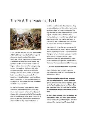 The First Thanksgiving, 1621