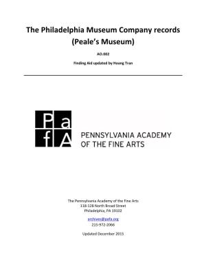 The Philadelphia Museum Company Records (Peale’S Museum)