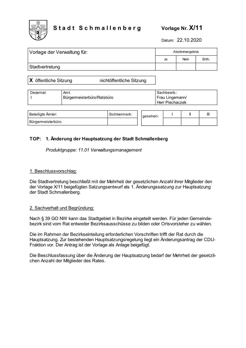 Vorlage X/11 Beigefügten Satzungsentwurf Als 1