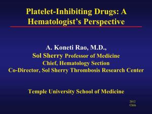 Platelet-Inhibiting Drugs: a Hematologist’S Perspective