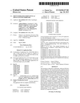 (12) United States Patent (10) Patent No.: US 9,018,217 B2 Ritzen Et Al